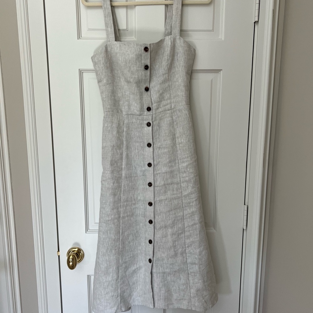 Reformation Folsom Linen Dress, Oatmeal, Size 4